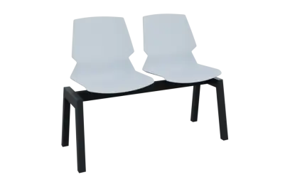 PRETTY 2, plastová lavice do čekárny, 2-sedák, bílá, kostra černá